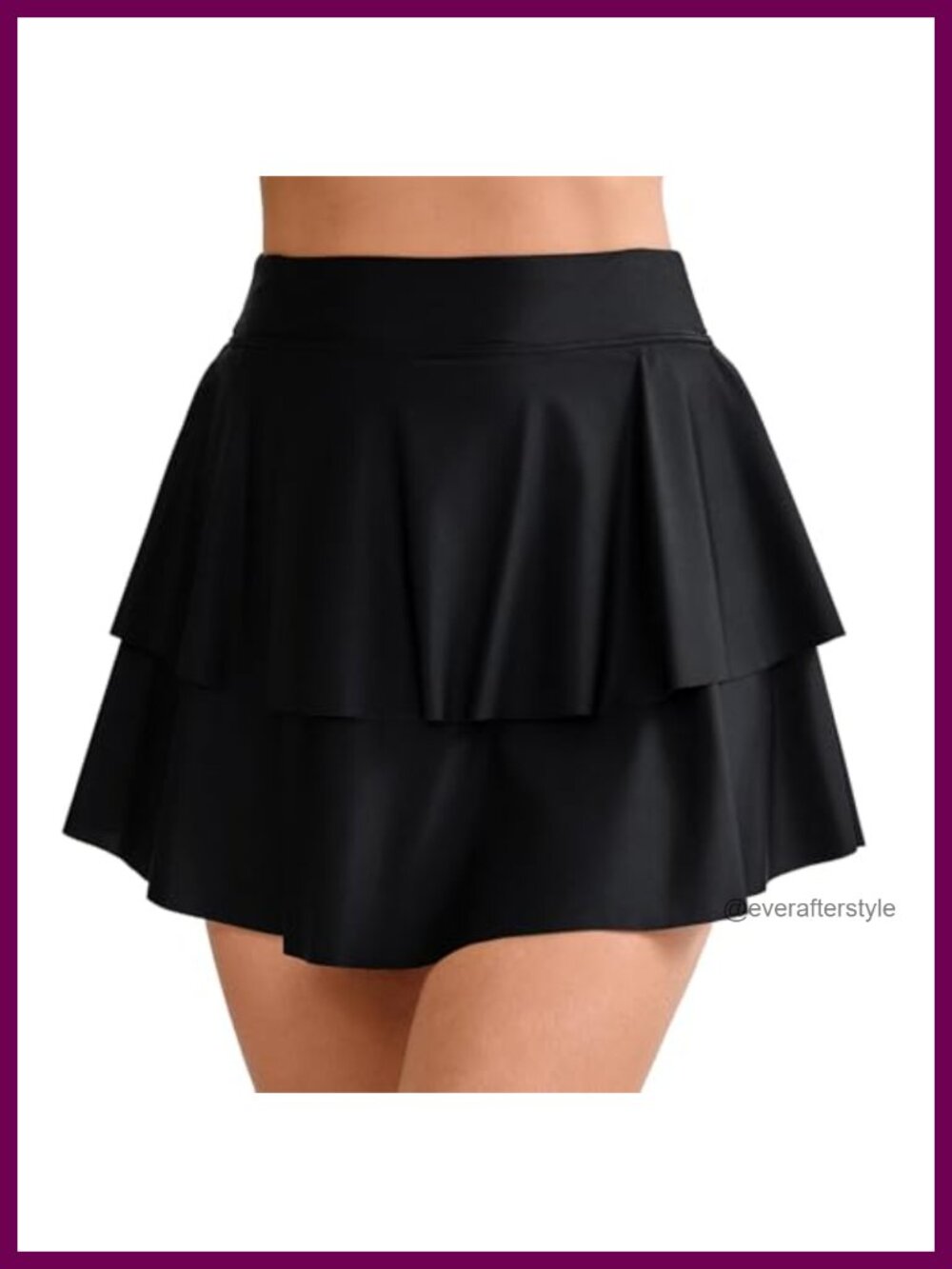 High Waisted Double Ruffle Swim Skirt with Shorts Tummy Control